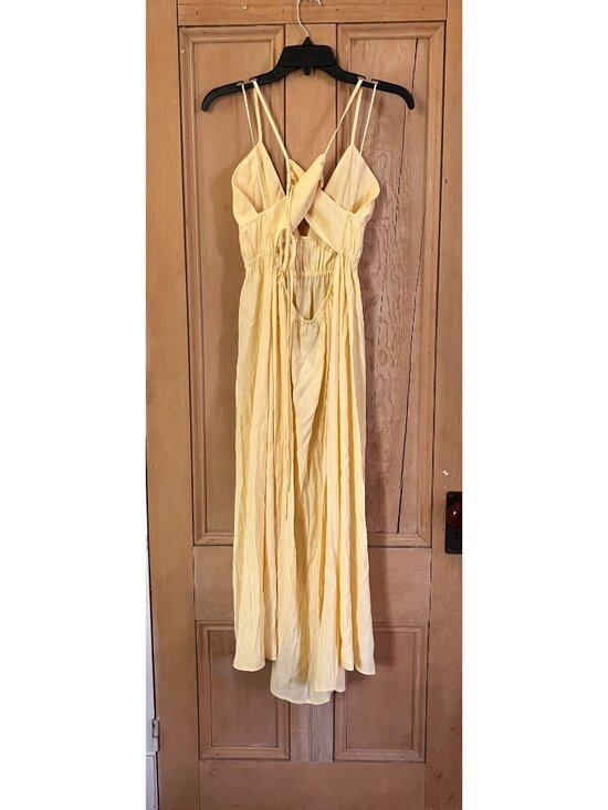 Zara Womens Sunny Flowy Spaghetti Strap Maxi Dress Size Medium Yellow SP NWT - Picture 8 of 12